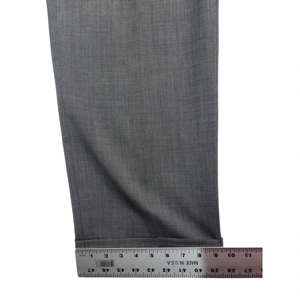 vtg Zanieri Italy 40R 34x29 Gray Micro Check 2pc Pant Suit Pleated High Waisted